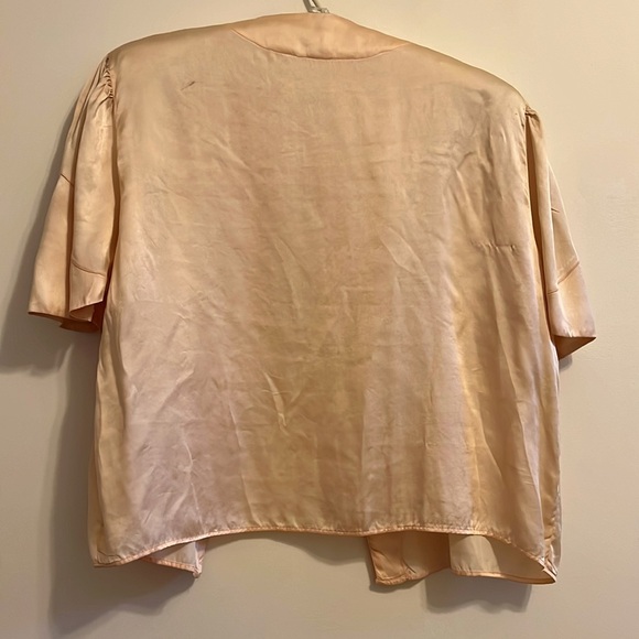 Vintage silk bed jacket short puff sleeves size m - Picture 6 of 8